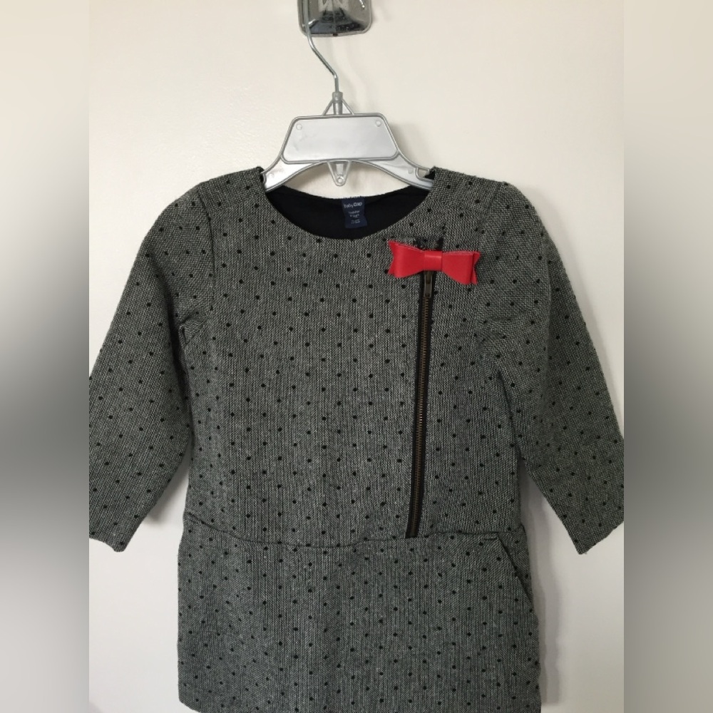 Tweed Baby Gap lined winter gray long sleeve polka dot zipper toddler holiday ❄️ - Picture 3 of 8